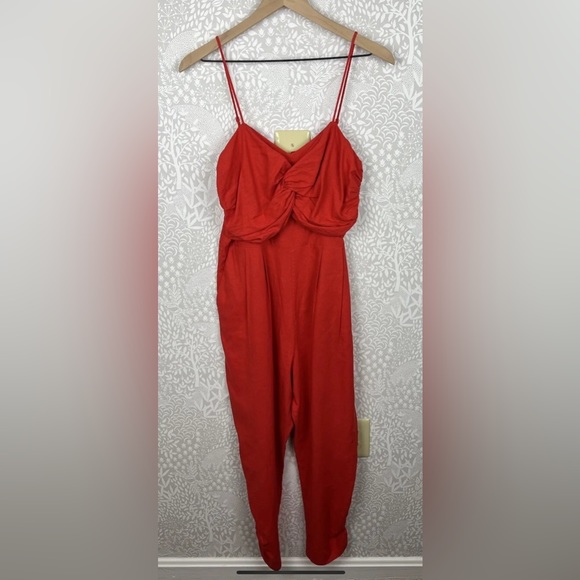 Farm Rio Red Linen Jumpsuit - Medium - Picture 2 of 9